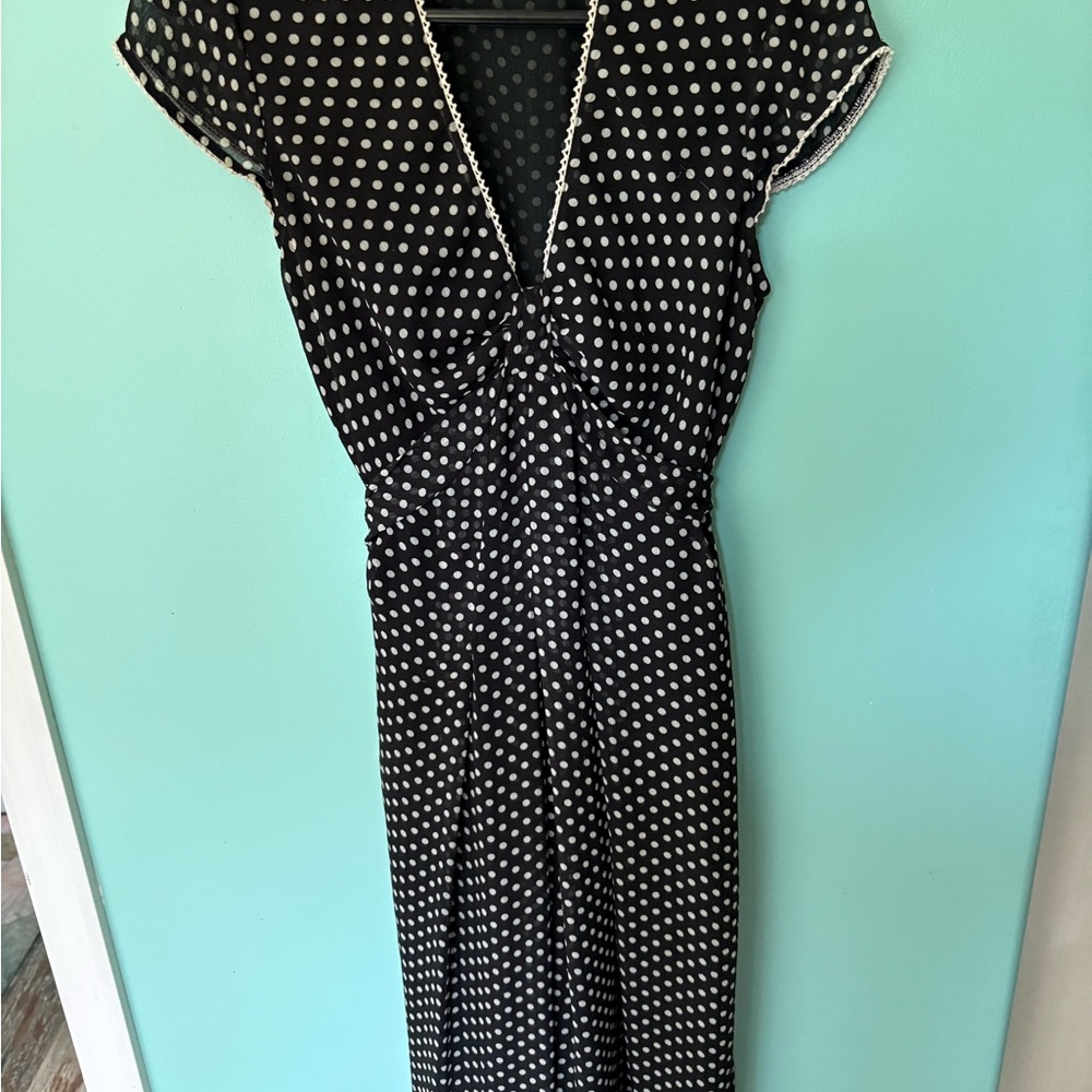 Cato Black and White Polka Dot Midi Dress